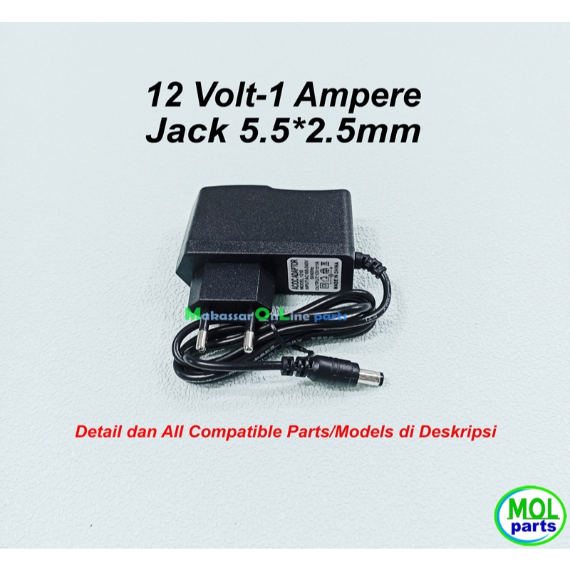 Adaptor 12V 1A Adaptor 12 Volt 1 Ampere Jack 5.5x2.5