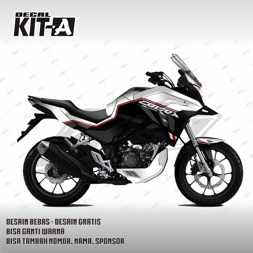 Stiker decal motor CB 150 X terbaru warna putih hitam