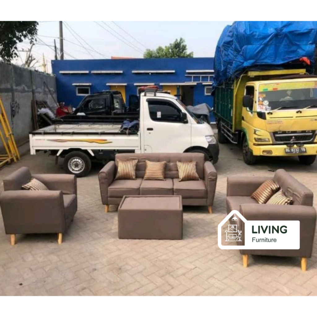 Sofa Retro 321 + Meja / Sofa Retro Minimalis 321 / Sofa Kaki Lancip / Sofa Daphene