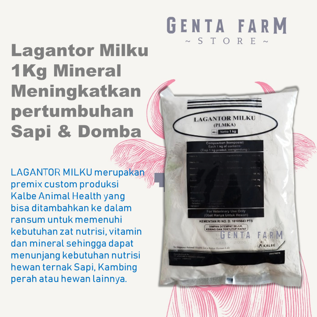 Lagantor Milku 1Kg Mineral Meningkatkan pertumbuhan Sapi Kambing Domba