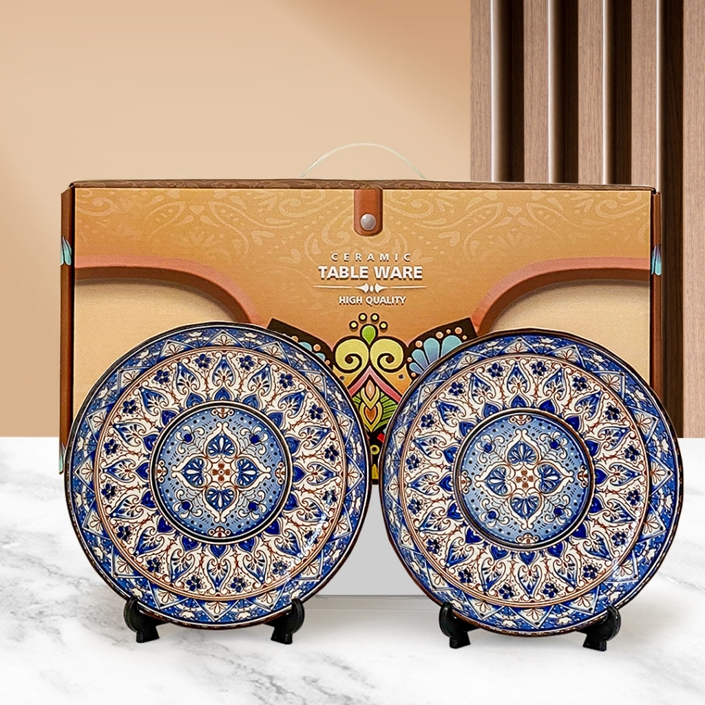 [PIRING ISI 2] Ideame Hampers Set Keramik Vintage Jepang Modern Bulat Piring  Piring Keramik Bunga /