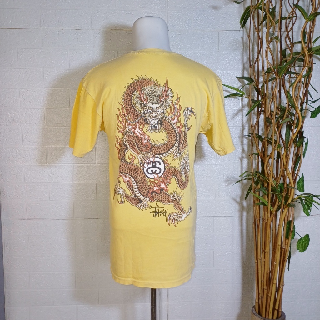 KAOS STUSSY DRAGON ORIGINAL, SIZE M-L (SECOND BRANDED) KUNING, PT11