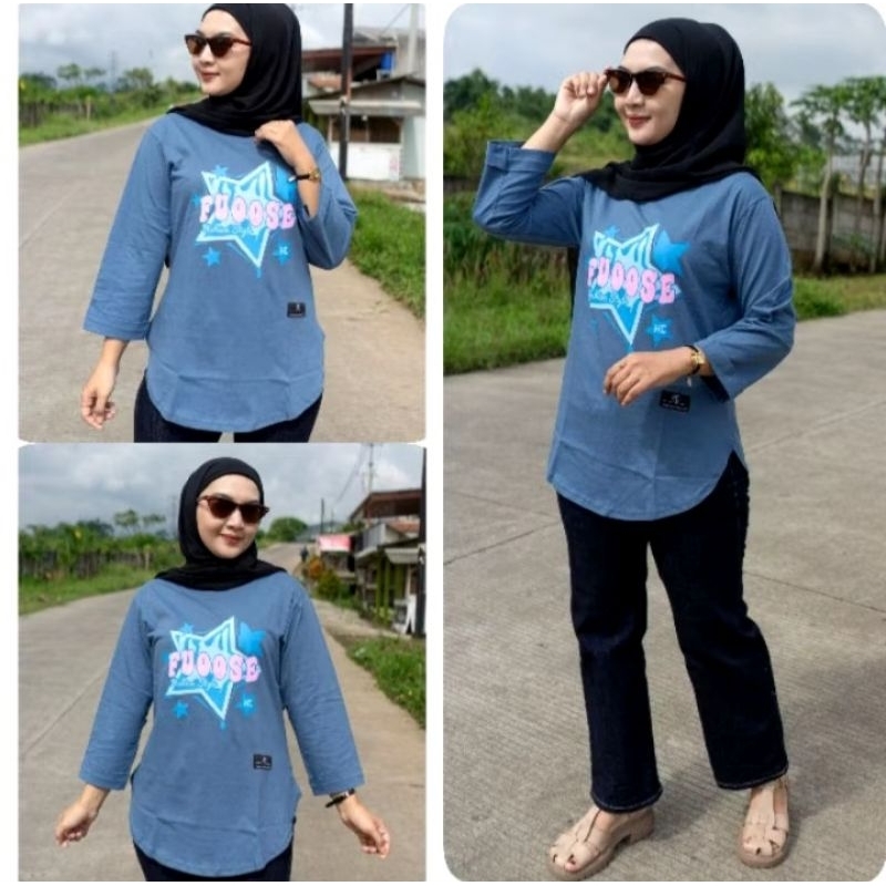 COD [TERBARU ] [TERLARIS ] Kaos OVAL MOTIP Wanita // Baju Tangan Panjang Wanita Model Body Oval Kaos