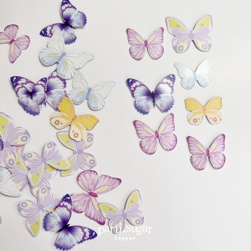 

Topper Kupu-kupu print warna pink ungu biru