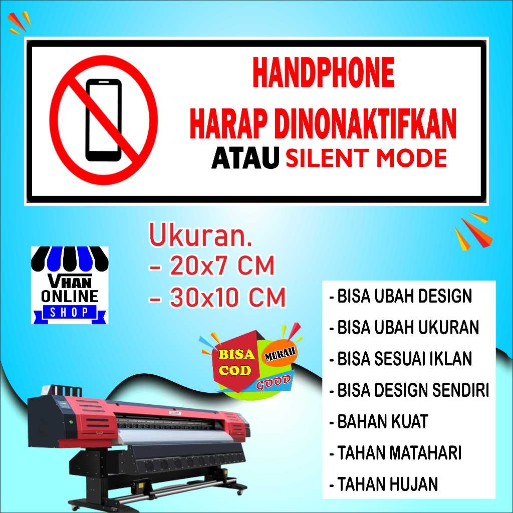 

Cetak Stiker Tulisan Non Aktifkan HP Bahan Cerah Merah