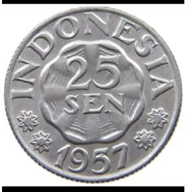 CB9.  KEPINGAN KOIN KUNO 25 SEN ASLI CUCIAN