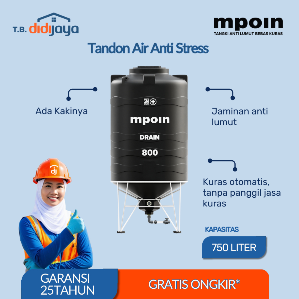Tandon Air MPOIN Drain 800 Toren Air Tangki Air 750 Liter