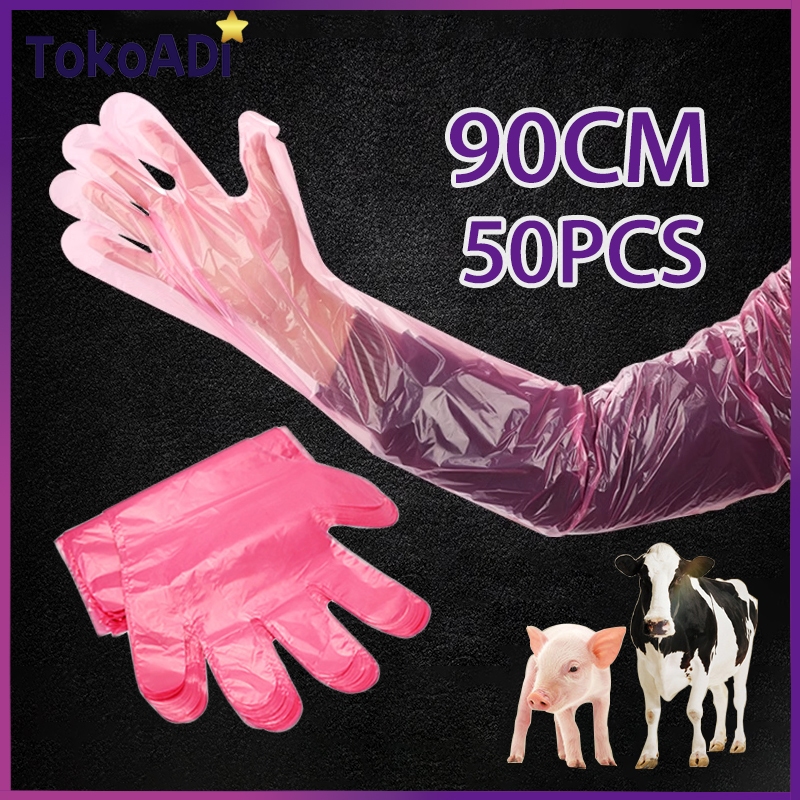 50Lembar Glove IB 5 Jari Bravo Sarung Tangan Inseminasi Buatan (IB) Plastik Tangan Glove IB 90cm