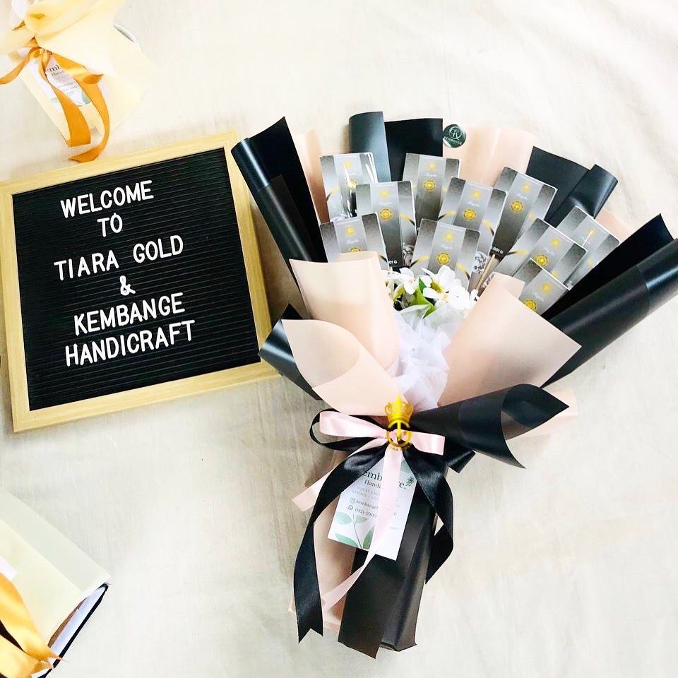 BUKET EMAS 24K BABY GOLD NEW REGULER 0,001 GR KADO WISUDA BOUQUET WEDDING BUKET ULTAH