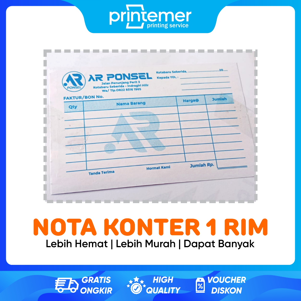 CETAK 1 RIM NOTA KONTER HP CUSTOM 2 LAYER