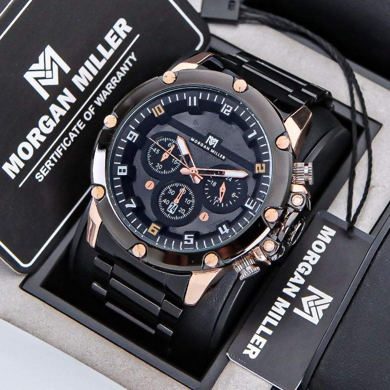Morgan Miller-MM07 Jam Tangan Pria Original Rantai Stanliess Tanggal Aktif