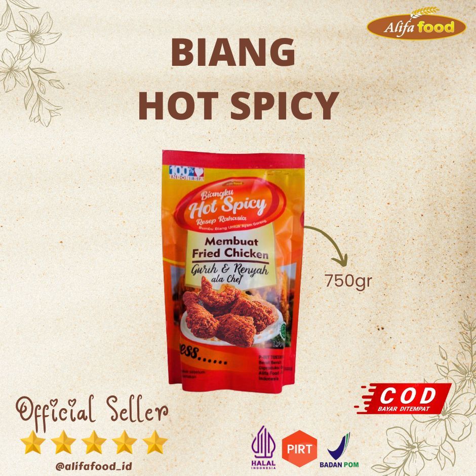 

ALIFA FOOD - Bumbu Biang Hot Spicy 750gr, Tepung Biang Fried Chicken Pedas