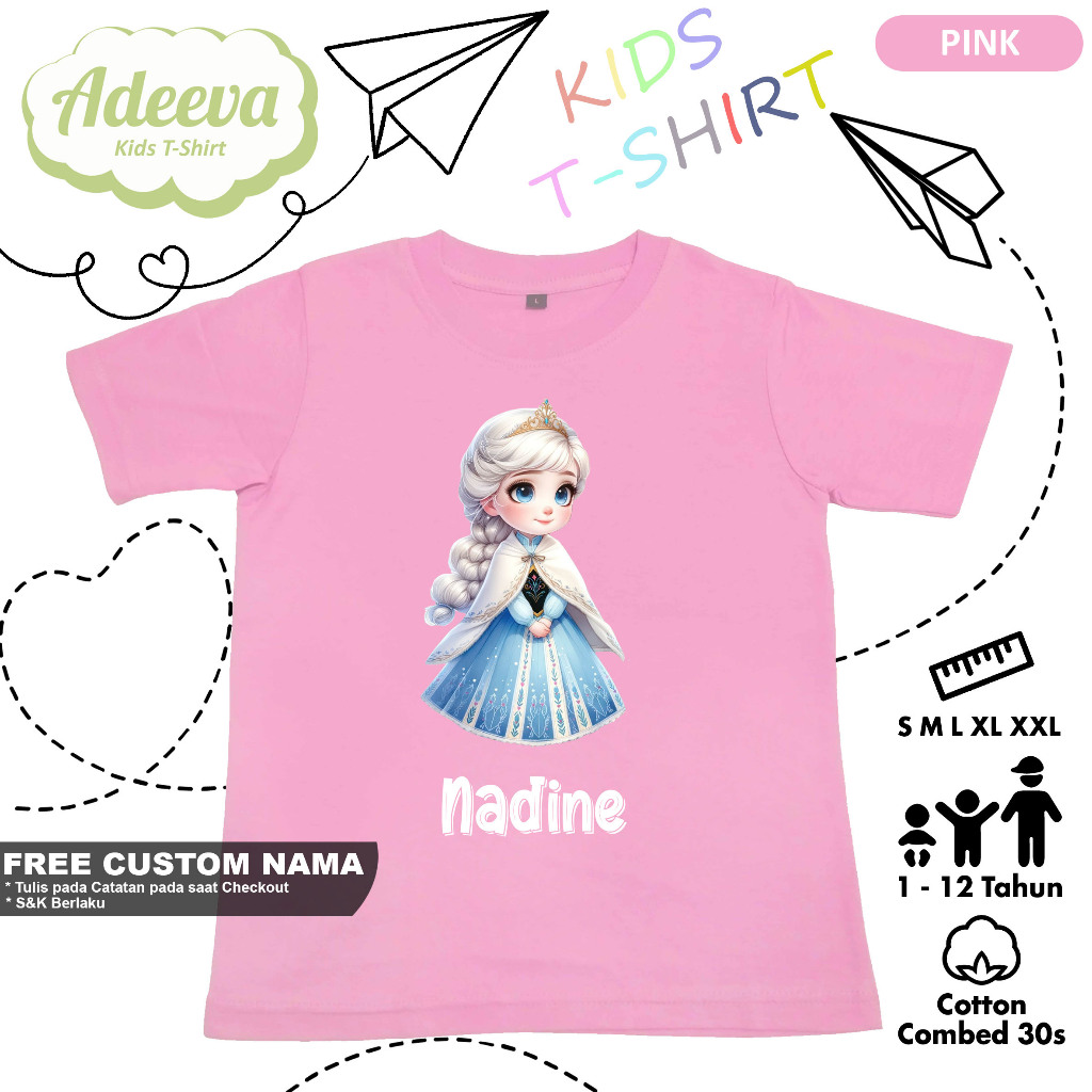 Kaos Anak Karakter Little Frozen Umur 1-12 Tahun Bisa Custom Nama Kaos Karakter Anak