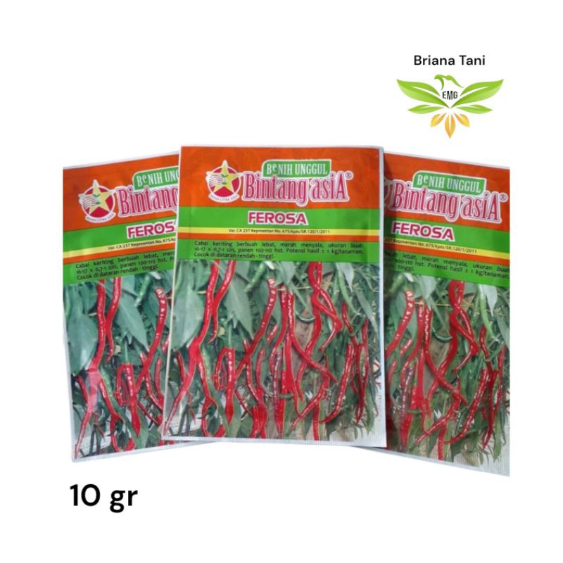 ￼Ferosa 10gr Benih Cabai Keriting Merah Bintang Asia 100% Original Red Kriss Tm 999