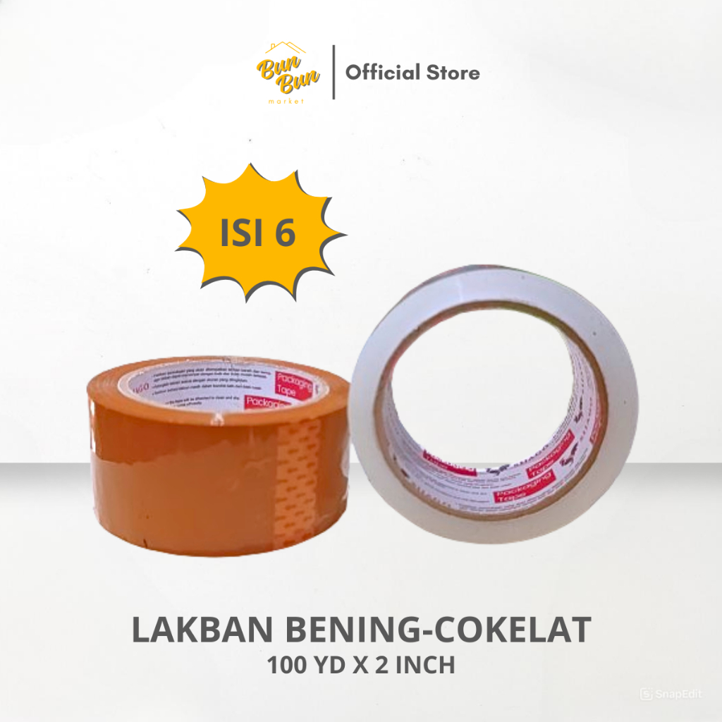 

SLOP ISI 6 / Lakban Bening Cokelat 100 Yard X 45 MM Solasi Packing Murah Semarang Instan
