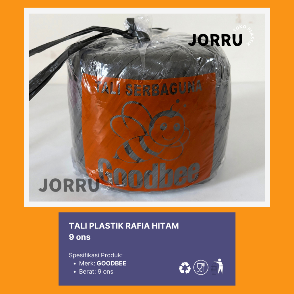 

TALI RAFIA PLASTIK HITAM - BERAT 9 ONS - GOODBEE