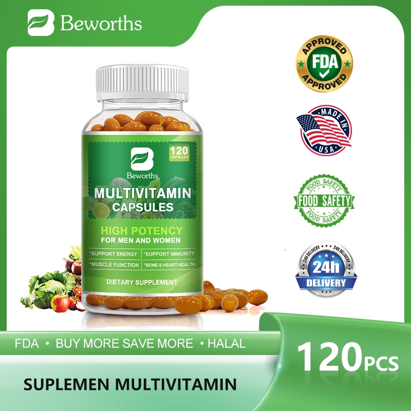 Beworths Suplemen Multivitamin Berisi(Vitamin D3,K2, Calcium, Magnesium, Zinc)Meningkatkan kekebalan