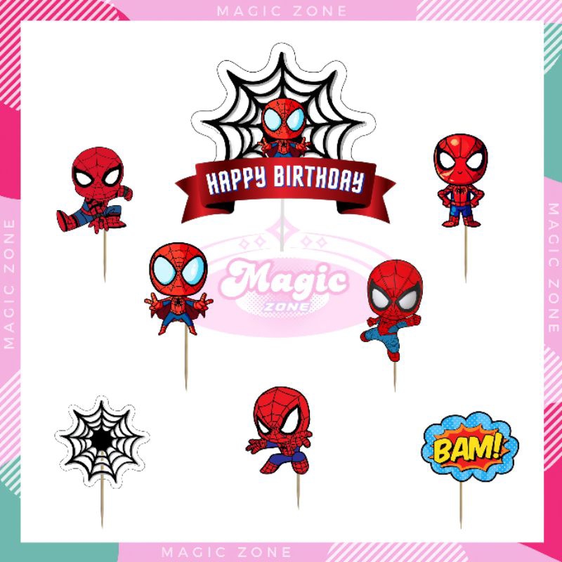 Cake topper/Topper cake karakter spiderman/Hiasan ulang tahun