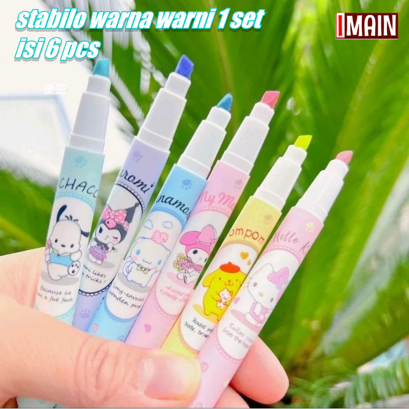 

【】TERMURAH! 6 PCS 1 set Stabilo sanrio highlighter/ Stabilo pastel color cute penanda pewarna STABILO 1 SET ISI 6 WARNA PASTEL KARAKTER KARTUN SANRIO LUCU / STABILO 1 SET SANRIO MKP133 Spidol Warna Warni 1 Set Sketch Marker