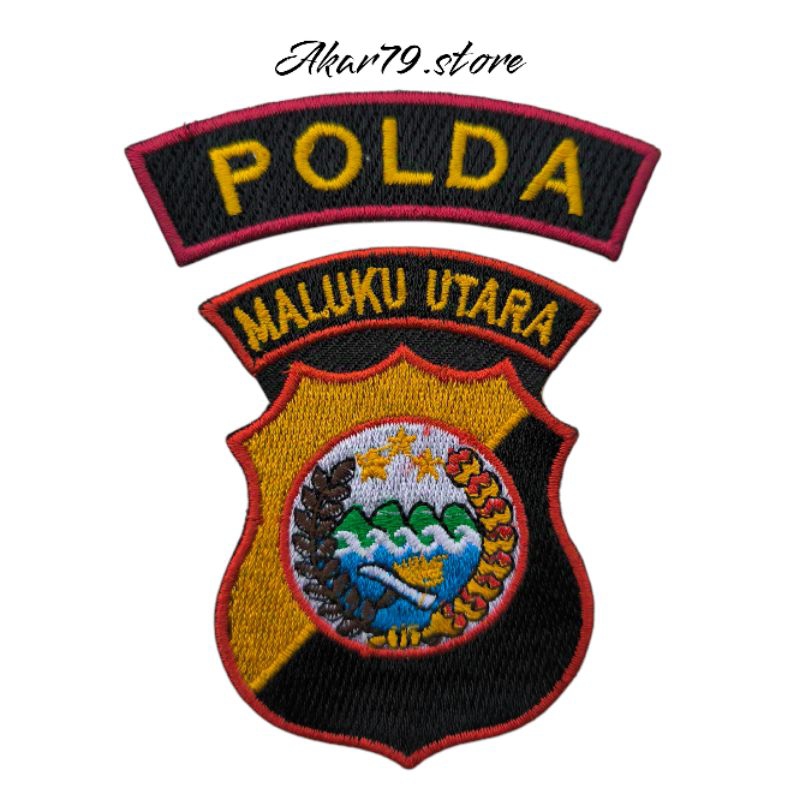 BORDIR LOGO POLDA MALUKU UTARA,ATRIBUT SATPAM,LOGO,LOKASI,POLDA