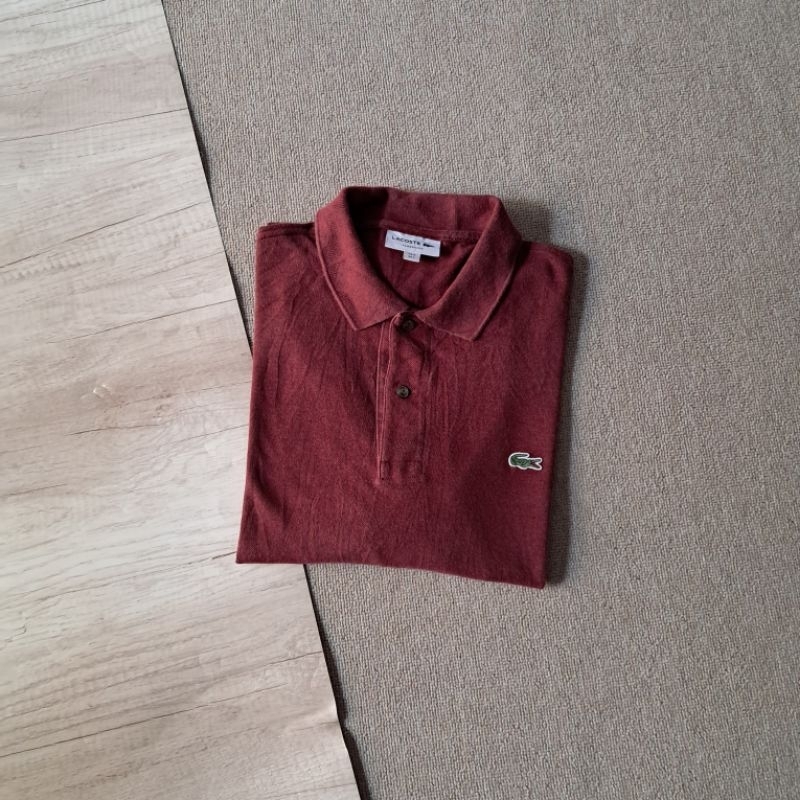 Longsleeve polo shirt lacoste maroon second branded original