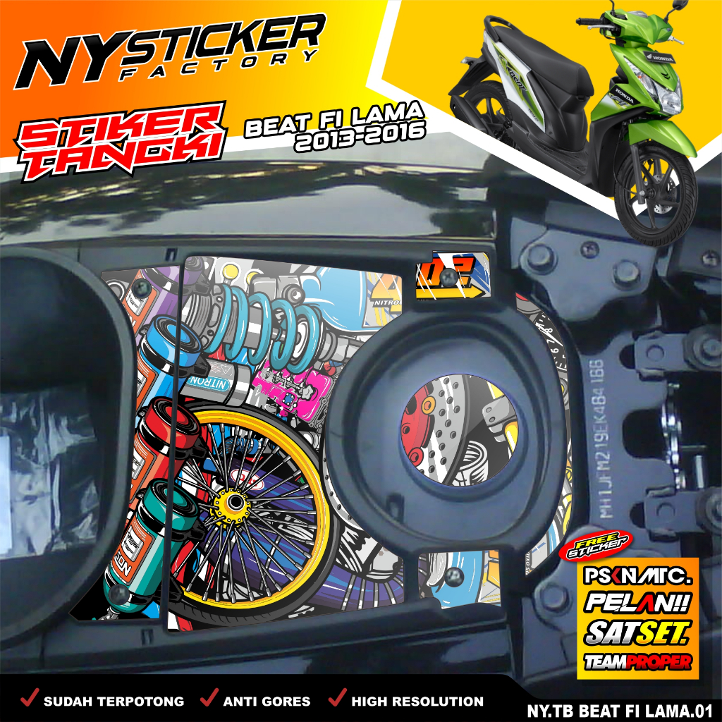 NYSTICKER Stiker Tangki Bensin Beat FI Lama 2013 2016 Stiker Tangki Beat FI 2013-2016