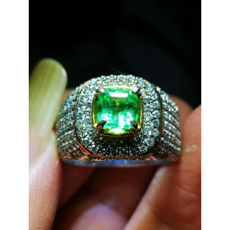 CINCIN BATU PERMATA NATURAL EMERALD BERYL(zambrud colombia)MEMO GRI