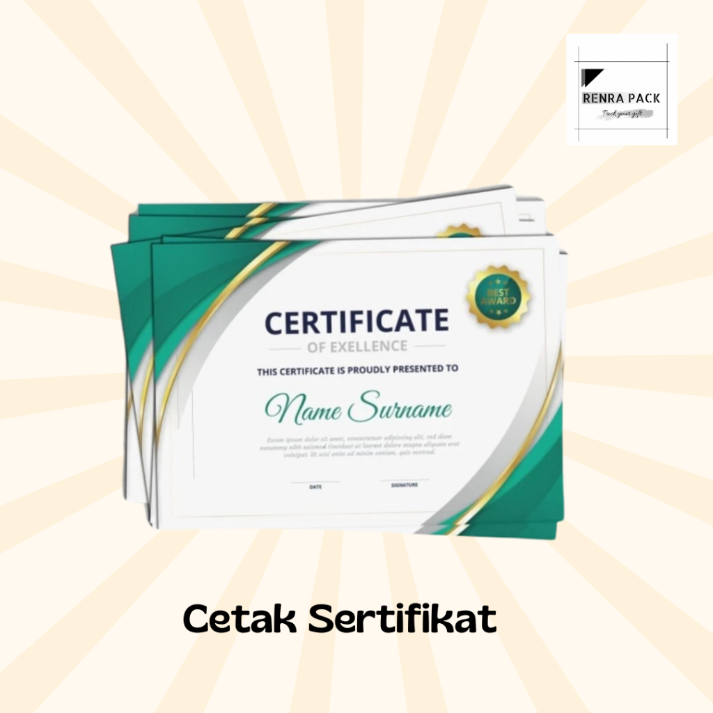 

renrapack! Cetak Sertifikat / Cetak Piagam Penghargaan Termurah