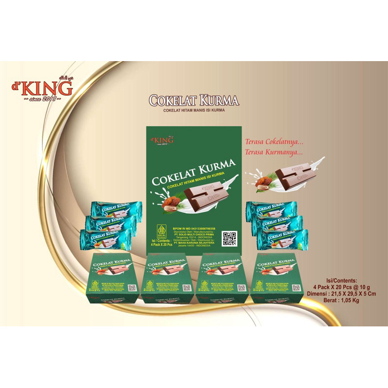 

DKING COKELAT KURMA (DUS) isi 80pcs / DKING COKELAT HITAM MANIS ISI KURMA / D'KING COKELAT KURMA / COKLAT KURMA / DKING COKLAT KURMA