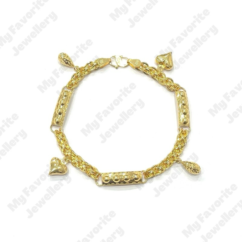 Gelang Variasi Model Papan Fancy Double Emas Asli Kadar 875 20K