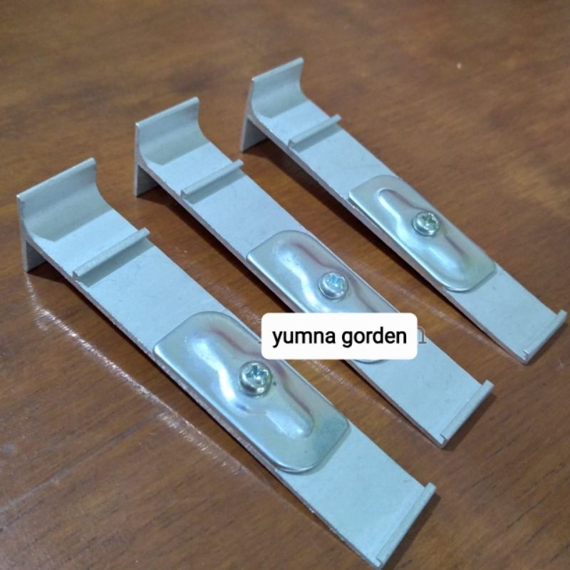 kaki double batang gorden / bracket alumunium penyangga batang gorden
