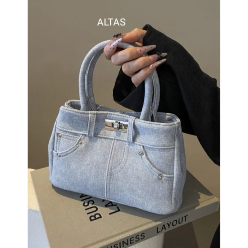 𝐀𝐋𝐓𝐀𝐒-𝒎𝒐𝒏𝒏𝒂 Tas Selempang Wanita Model Saku Jeans Tas Tangan Cewek Denim Handbag Tas Hp Cewek Slingb