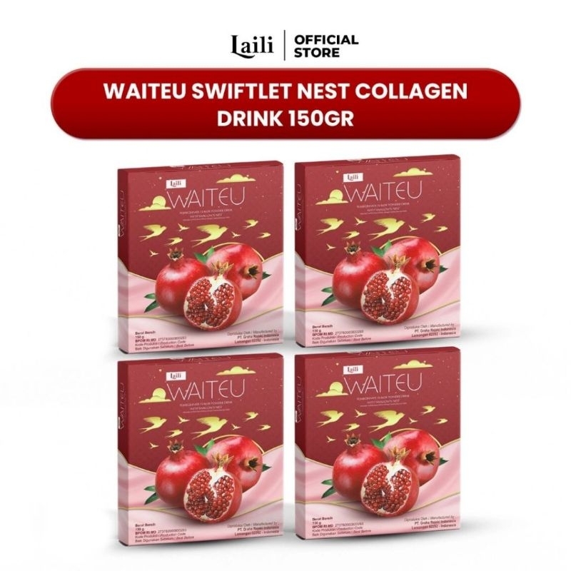(BELI 2 GRATIS 2, ORI 100%) PROMO CUCI GUDANG Laili Waiteu Minuman Kolagen Rasa Delima 150gr dengan 