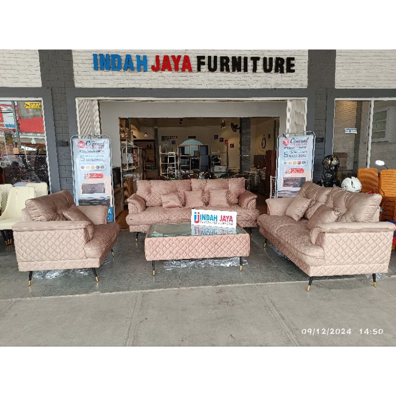 Sofa tamu 321+meja chanel ori premium gratis ongkir bandar lampung