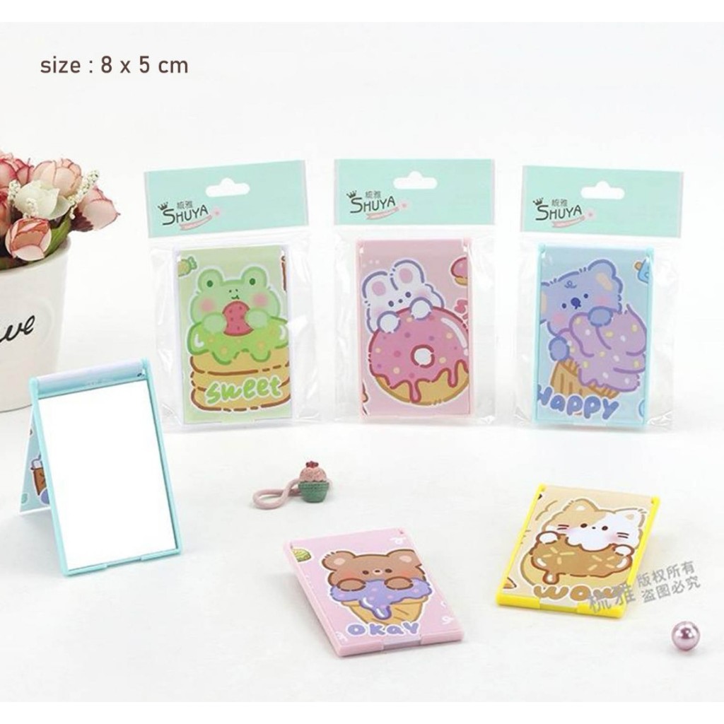 Cermin Lipat Mini Motif Karakter Lucu / Cermin Saku Lipat Mini Lucu / Cermin Mini Karakter Kartun Lu