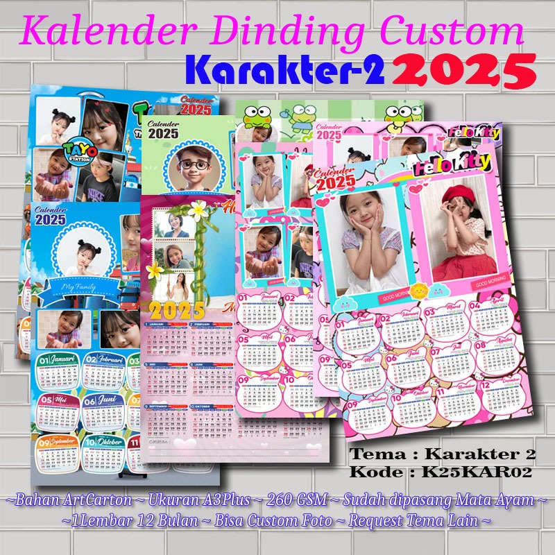 

Kalender Custom Foto 2025 - Kalender Dinding 2025 - Karakter 2