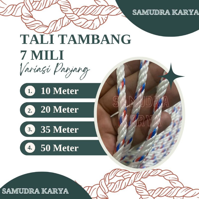 

TALI TAMBANG PLASTIK 7 MM 50 METER / TALI TAMBANG 7 MM ECERAN / TALI TAMBANG KILOAN.