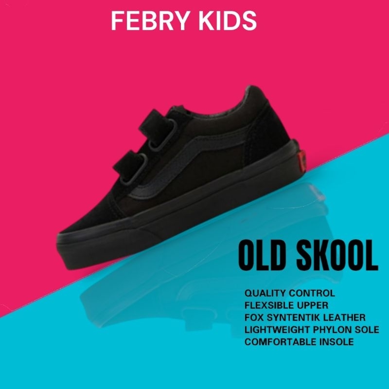 Sepatu Anak Vans Sekolah Full black Laki Laki Perempuan