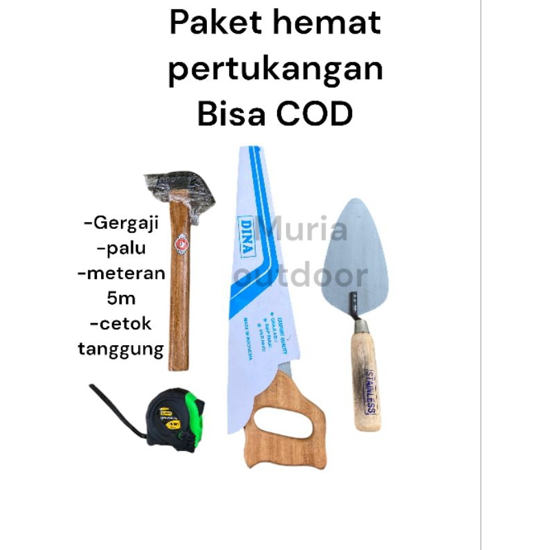 paket tukang bangunan 4pcs alat proyek bangunan alat pertukangan murah