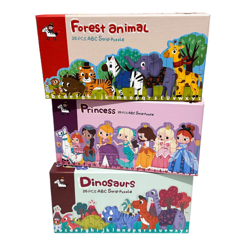 Mainan Edukatif Puzzle Kayu Strip 26pcs Huruf ABC Untuk Belajar Anak Anak