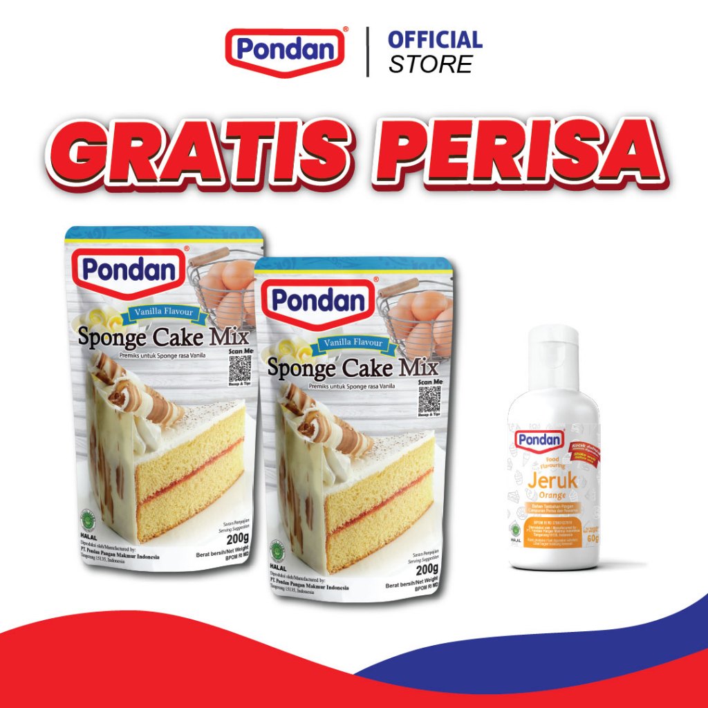 

(GRATIS PERISA) Pondan Sponge Cake Vanila 200g - 2 POUCH