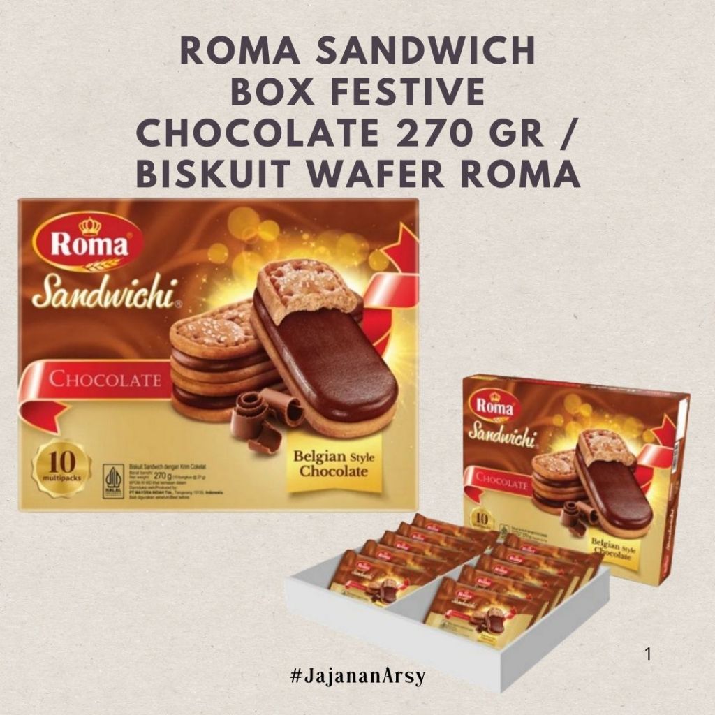 

Roma Sandwich Box Festive Chocolate 270 gr / Biskuit Wafer Roma