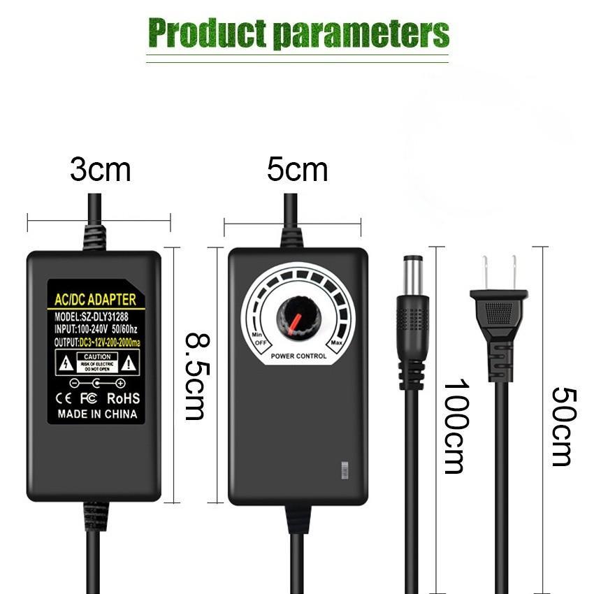 Adjustable Power Adaptor Dimmer 3V-12V 2A Switching Power Supply Adjustable Adaptor Dimmer AC TO DC