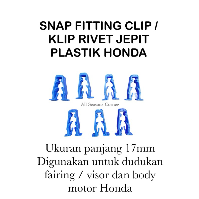 KLIP RIVET PLASTIK HONDA / SNAP FITTING CLIP / KLIP FAIRING BODY MOTOR