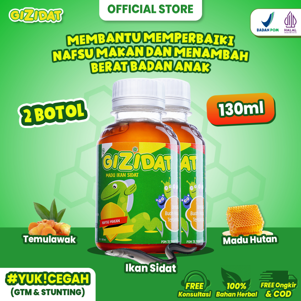 

Madu GIZIDAT Penambah Nafsu Makan Anak - 2 Botol