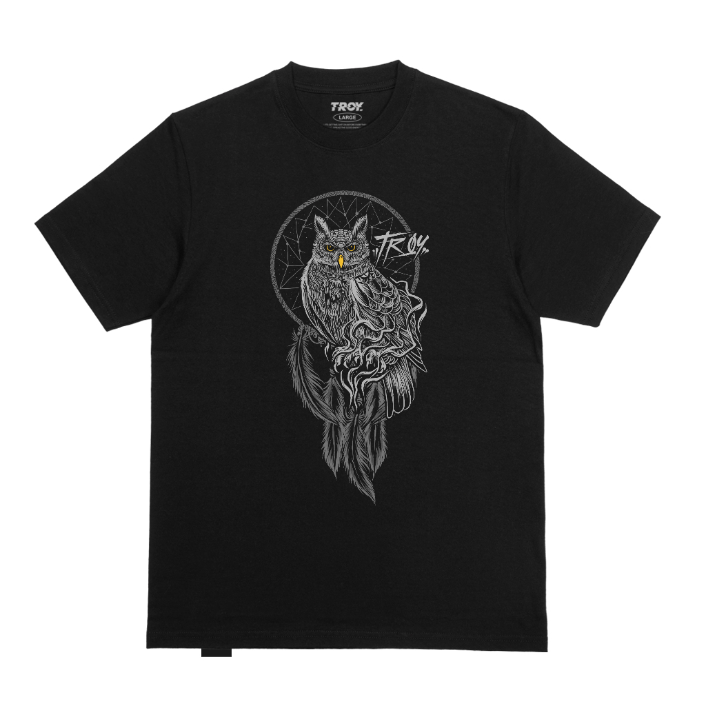 Troy Company Tshirt Black Dreamcatcher Owl - Kaos Pria Lengan Pendek Hitam MT 2860