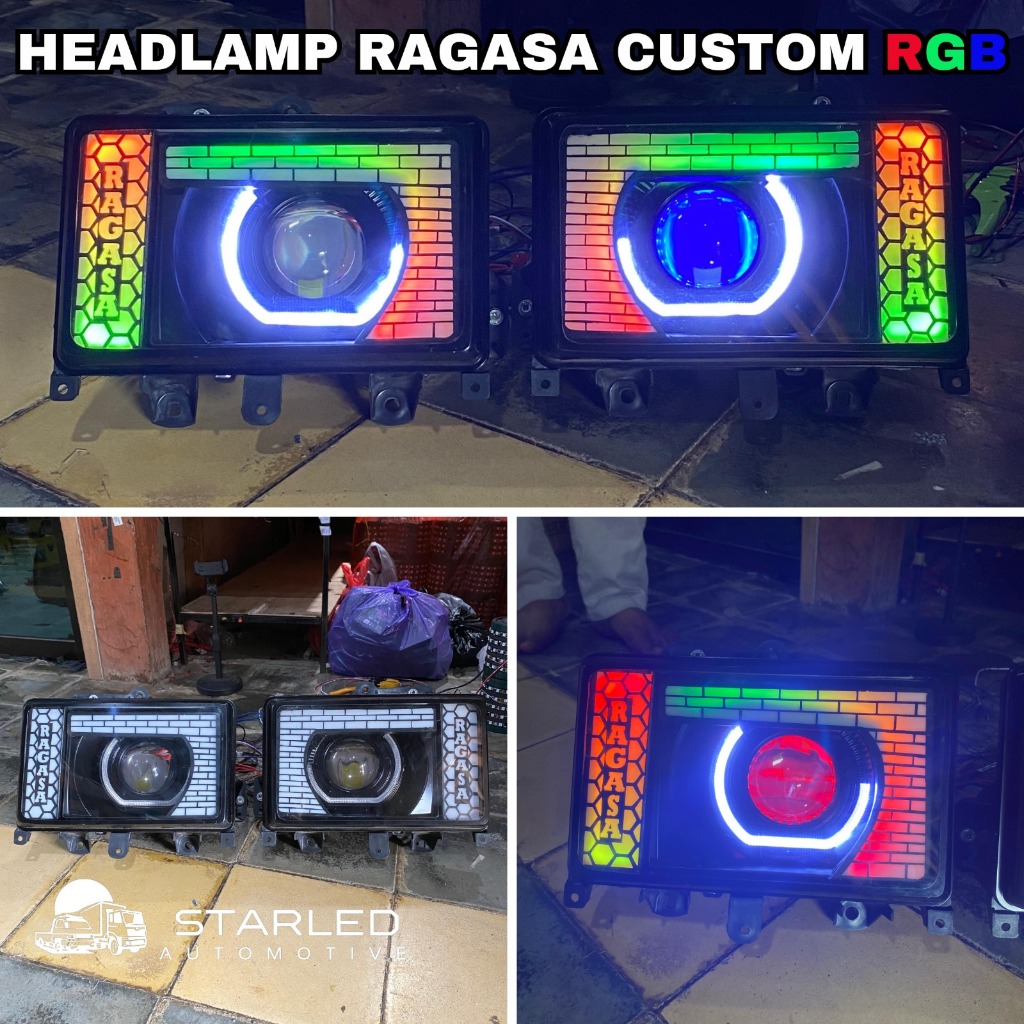 Headlamp Ragasa Custom Set Biled RGB Head Lamp Ragasa Lampu Depan Ragasa Custom Nama
