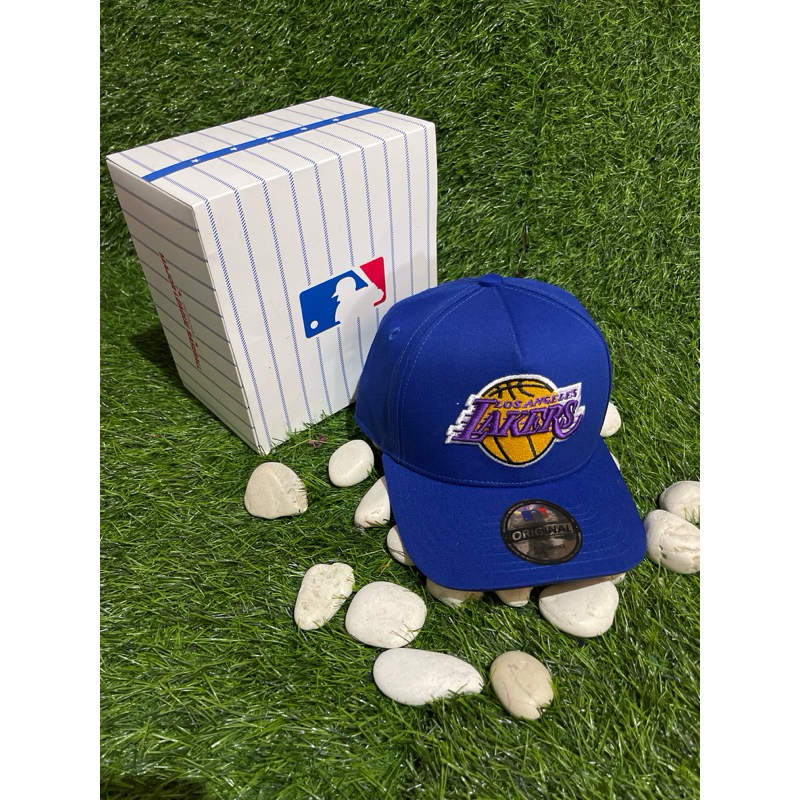 Lakers Yellow Purple Bahan Biru Topi Premium MLB