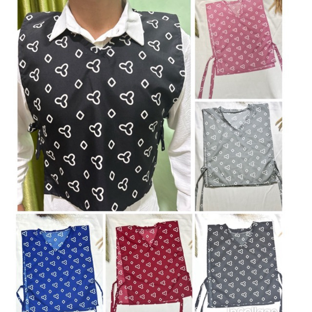 vest jumputan pria&wanita leher v, rompi jumputan, vest motif, vest kekinian