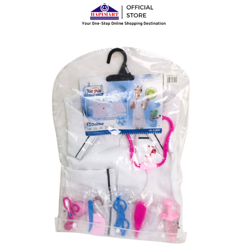 Set Baju Seragam Dokter Anak Perempuan Dress Up Kostum Doctor Anak 3-8 Tahun Kostum Karnaval Profesi